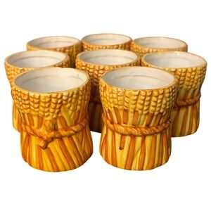 Block | Country Farm | Ceramic Napkin Rings | Wheat Sheaf | Set of 8 | Flaw-1